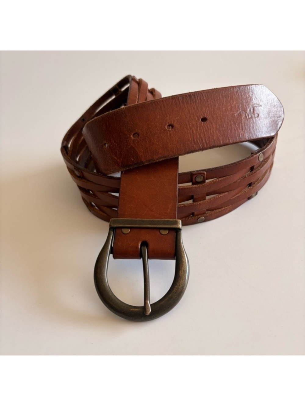 Hollister Brown Leather Fence Lap Belt